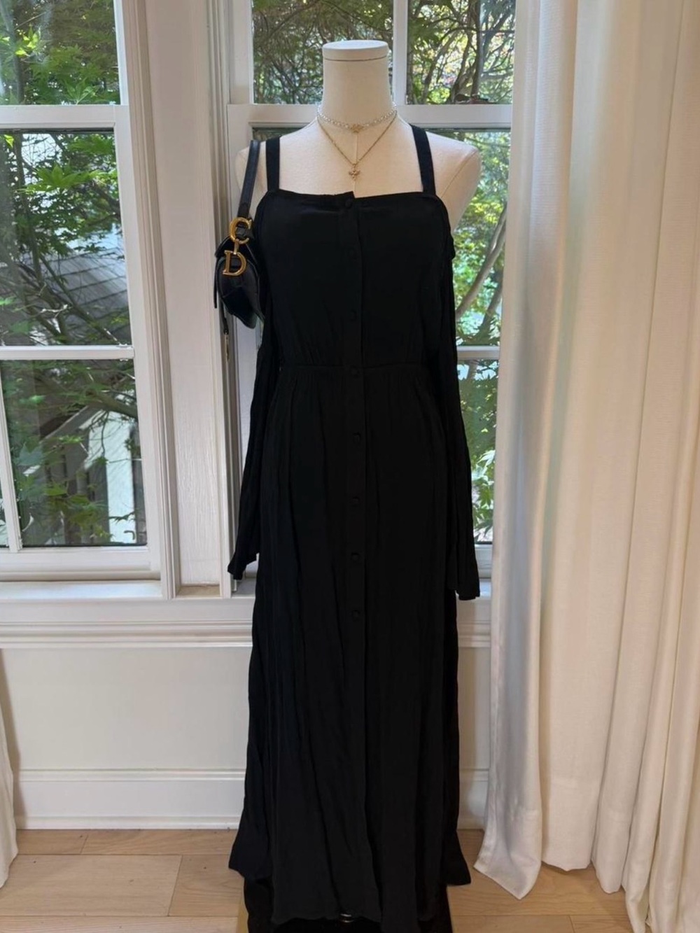 Somedays Lovin Black Button-Front Maxi Dress